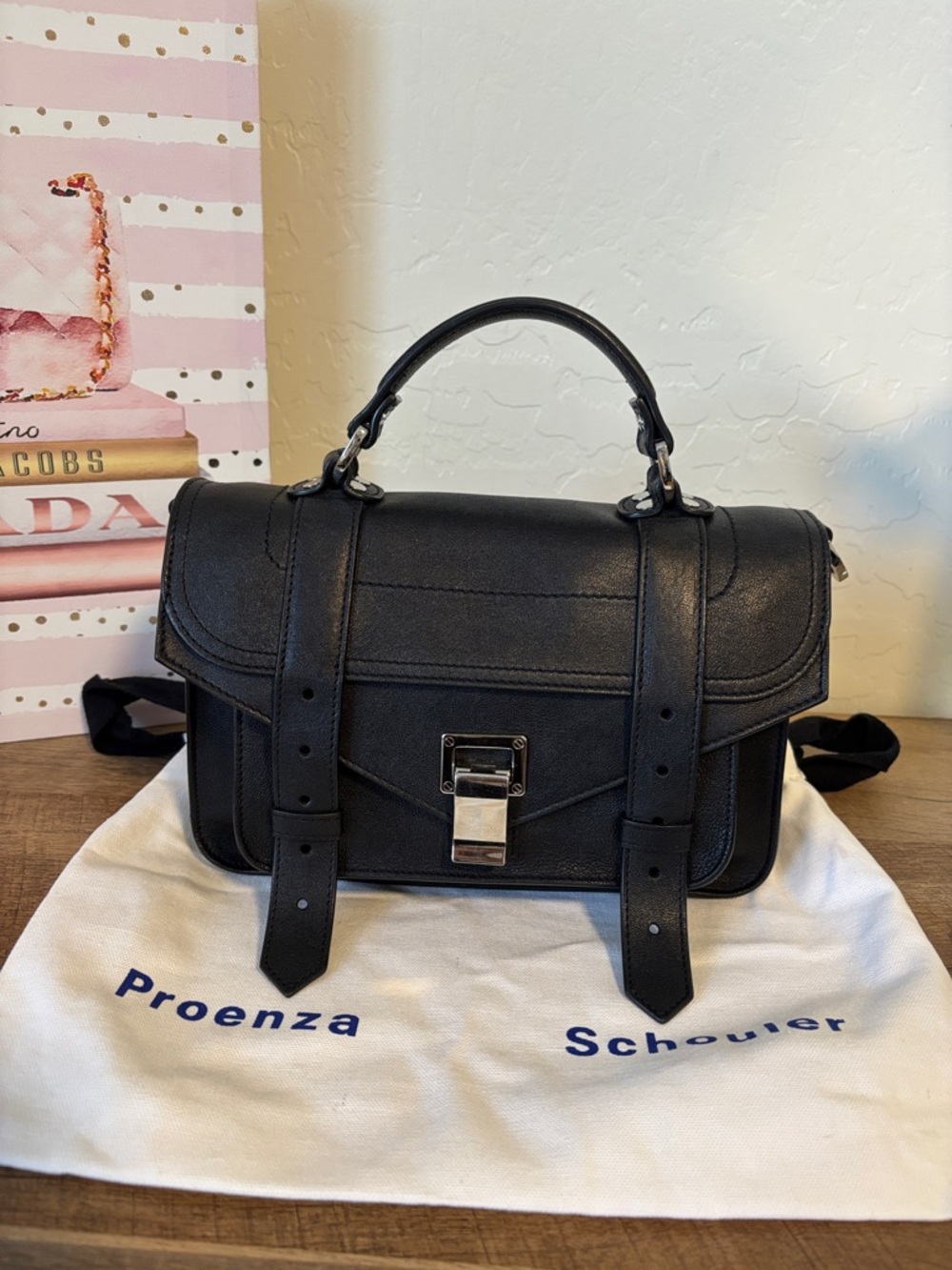 Proenza Schouler Tiny PS1 Classic Structured Black Leather Satchel Handbag